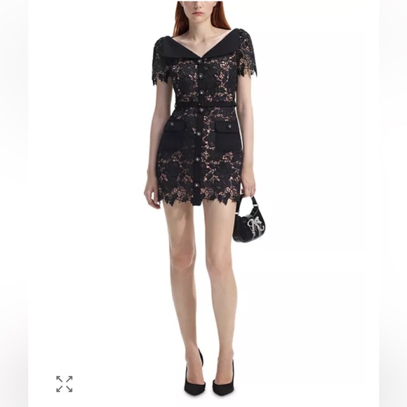 Self-Portrait Black Lace Open Neck Mini Dress – NWT, Size 6 - Picture 1 of 7
